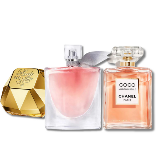 Combo de 3 Parfums - Lady Million Rabanne, Lancôme LA VIE EST BELLE and CHANEL COCO MADEMOISELLE (EAU DE PARFUM 100ML)