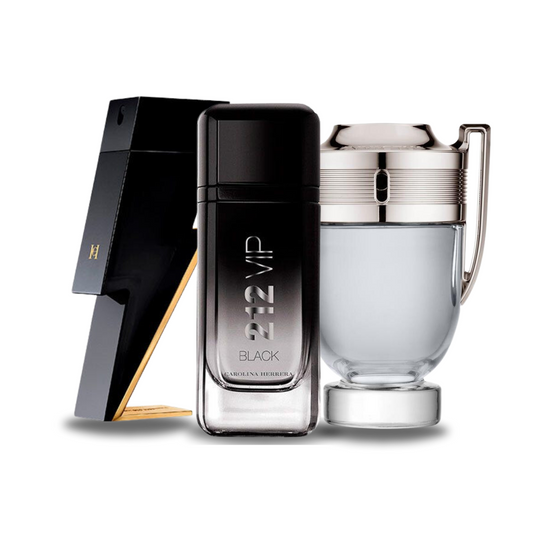 Combo de 3 Parfums - Bad Boy de Carolina Herrera, 212 VIP Black de Carolina Herrera et Invictus de Paco Rabanne [100 ml chacun]